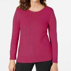 Karen Scott Cable-Knit Sweater Autumn Berry